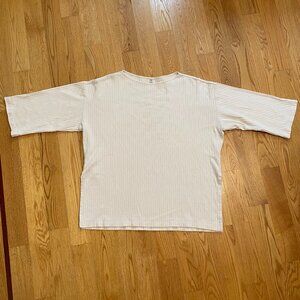 Uniqlo wide-ribbed relaxed fit 3/4 sleeve tunic tshirt side slits